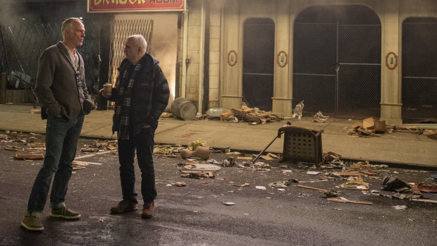 Director Alan Taylor and creator/writer/producer David Chase on the set of The Many Saints of Newark.