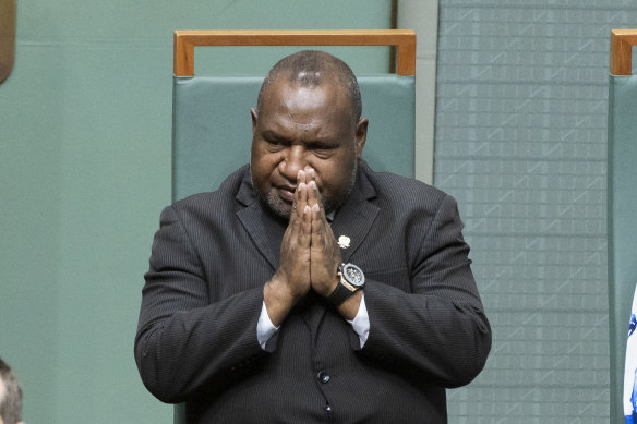Papua New Guinea Prime Minister James Marape in Canberra on Thursday.