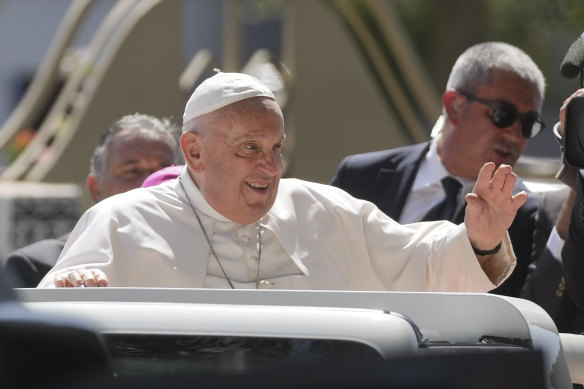 Pope Francis in Dili, East Timor, on Monday.