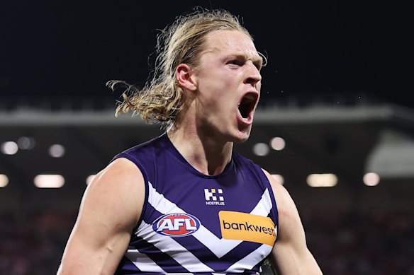 Hayden Young’s goal on the three-quarter-time siren inspired Fremantle’s preliminary final win.