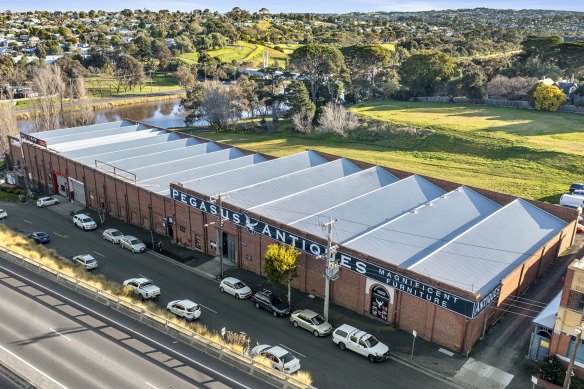 The old Union Flour Mill on the banks of the Barwon River in Newtown.