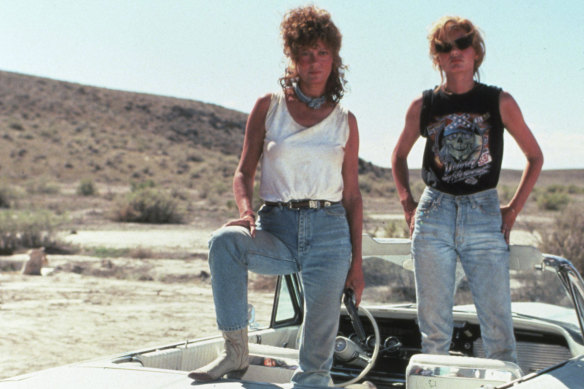 Geena Davis (right) with Susan Sarandon in Thelma & Louise.