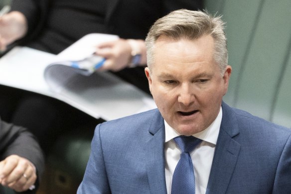 Energy and Climate Change Minister Chris Bowen speaking in parliament earlier this week.