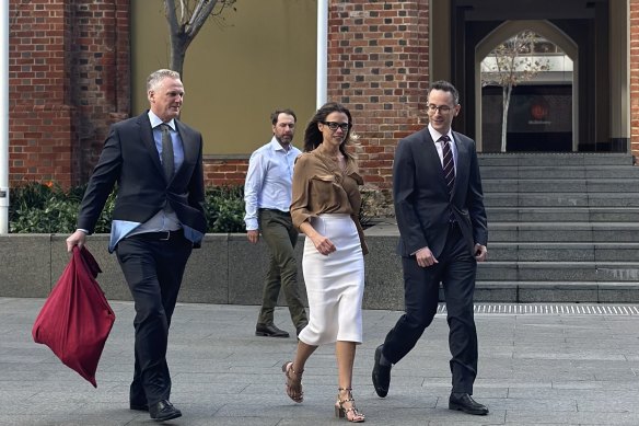 Bianca Rinehart arriving at WA’s Supreme Court on Wednesday.