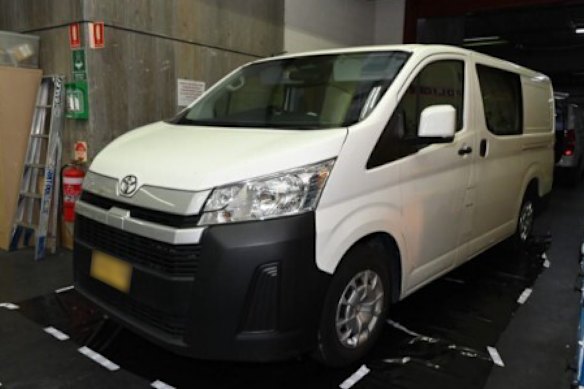 A police photo of the van hired by Beau Lamarre-Condon after he allegedly murdered Jesse Baird and Luke Davies.