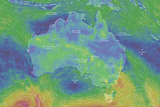A large temperature contrast will be on display in south-eastern Australia on Monday, with snow falling in Tasmania and soaring temperatures in NSW.