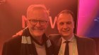 Anthony Albanese and Peter V’landys inside the NRL chairman’s suite at the first State of Origin game last year..