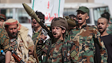 Yemen’s Houthi rebels march during a mobilisation campaign in Sanaa, Yemen.