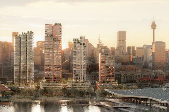 The Blackwattle Bay precinct west of Sydney’s business district will gain more than 7000 new homes.