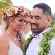Tegan and Jerome Iakimo on their wedding day in Rarotonga, which Tegan Iakimo says was a "disaster". 