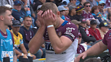 Tom Trbojevic reacts after injuring his right hamstring.