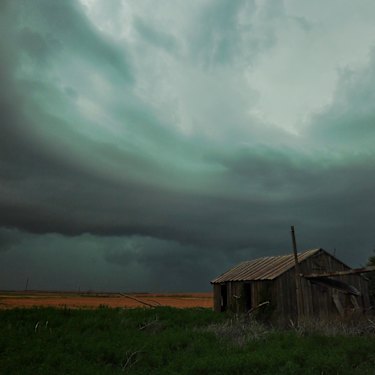 A Supercell with rain wrapped tornado near Memphis, Texas on Saturday.