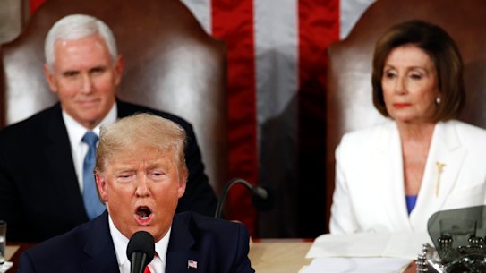 US President Donald Trump delivers his State of the Union address on February 5, 2020.