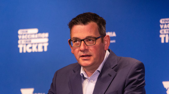 Mr Andrews at Tuesday’s press conference.