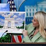 White House press secretary Karoline Leavitt talks up the so-called “Arc de Trump”.