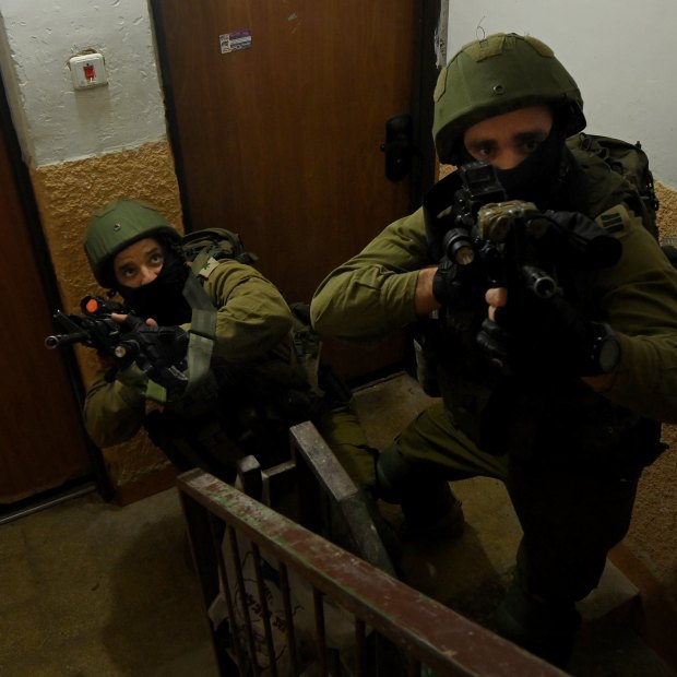 Members of the Israeli military’s counter terrorism unit  during a simulated drill where they practice daily in the event of an attack in northern Israel.