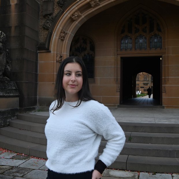 Maddi Eveleigh started working at 14 part-time in her small town to help pay for university in Sydney.