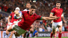 Rodrigo Marta of Portugal scores his team’s third try during the Rugby World Cup France 2023 match between Fiji and Portugal at Stadium de Toulouse.