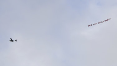 A plane flew an "offensive" banner over the stadium during Manchester City's clash with Burnley.