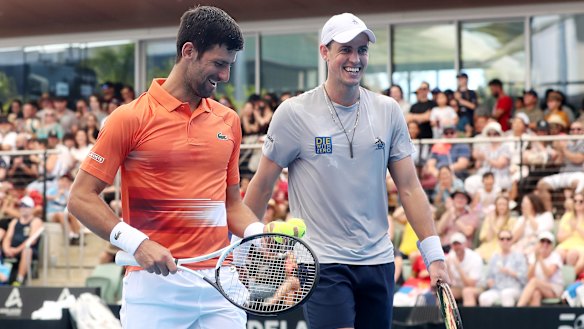 Novak Djokovic teamed up with Vasek Pospisil on his return to competitive tennis in Australia.