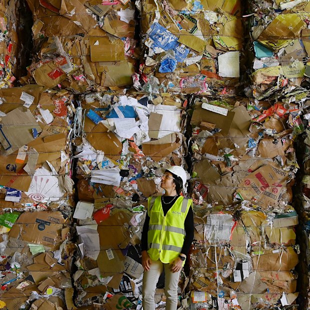 Australian Council of Recycling CEO Suzanne Toumbourou at a material recovery facility in Sydney,