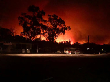 A bushfire near Nowa Nowa general store in East Gippsland.