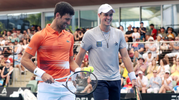Novak Djokovic teamed up with Vasek Pospisil on his return to competitive tennis in Australia.