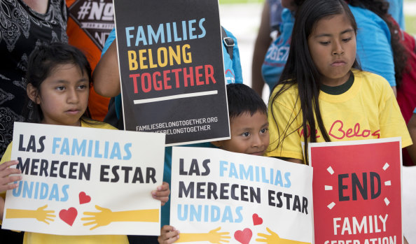 A demonstration in front of the Immigration and Customs Enforcement offices in Miramar, Florida opposing the Trump administration's move to separate immigrant parents from their children.