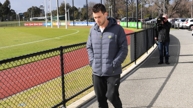 Greenwood arrives at the Holden Centre on Saturday morning. 