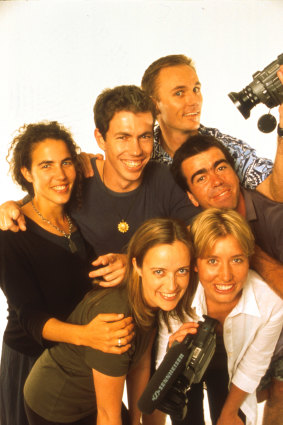 Jennifer Peedom (front) with her fellow contestants in Race Around Oz: Dahlia Abdel-Aziz, Keiman Fitzpatrick, Paul Klarenaar, Andrew Cillons and Stacey McCleary.