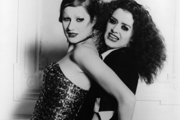 Campbell as Columbia and Patricia Quinn (right) as Magenta in The Rocky Horror Picture Show.