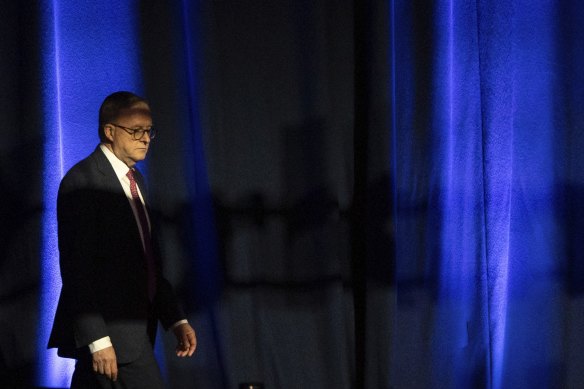 Albanese at the end of the Labor national conference.