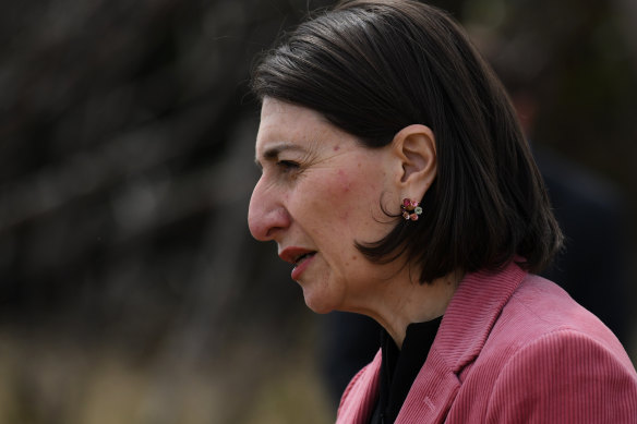 Premier Gladys Berejiklian speaks on Sunday.