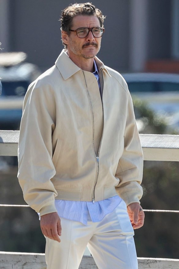 Pedro Pascal in a Calvin Klein bomber jacket, visiting Sydney for ‘The Fantastic Four’ Sydney premiere.