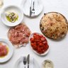 Wood-fired bread and assorted antipasti at Totti’s Lorne.