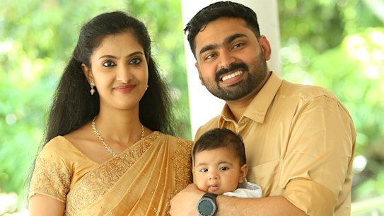 Roby Varghese and wife Juna Devasia and baby Tessa, 11 months. 