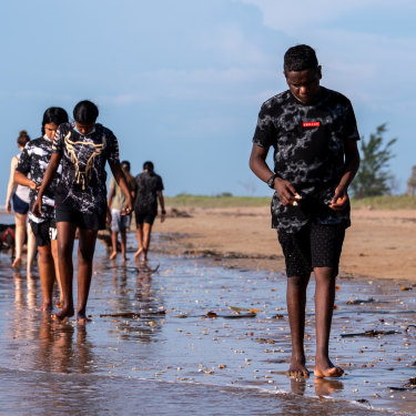 Boarding students at Haileybury Rendall School in Darwin on a trip to Casuarina Beach.