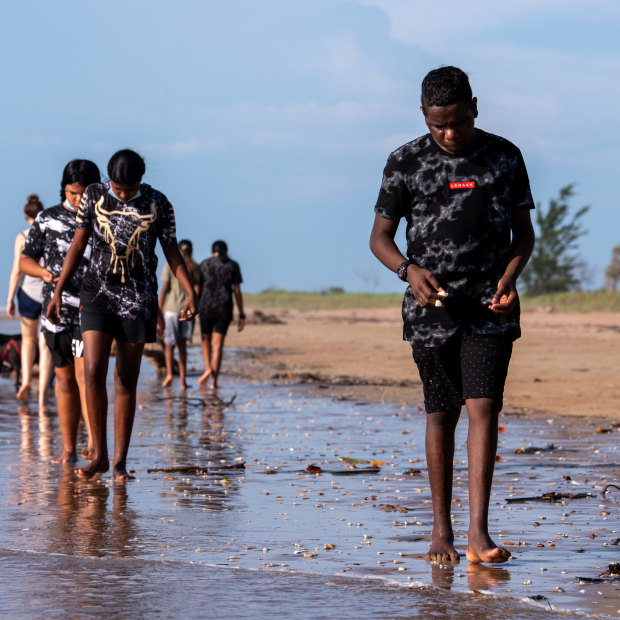 Boarding students at Haileybury Rendall School in Darwin on a trip to Casuarina Beach.