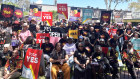 Hundreds of Alice Springs locals heard from women traditional owners at the rally. 