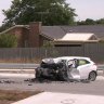 The scene of a crash in Berwick, where a woman has died and four others were hospitalised. 