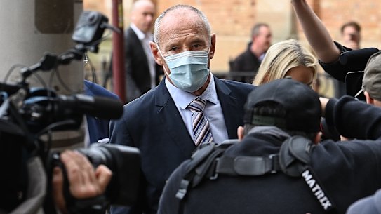 Chris Dawson arrives at court as a free man for the last time before the guilty verdict was delivered.