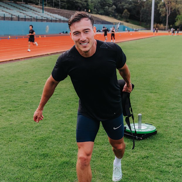 Skeleton athlete Nick Timmings training in Australia ahead of the 2026 Olympics.