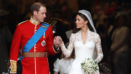 The Duke and Duchess of Cambridge on their wedding day, April 29 2011. It was a real-life fairy tale – “girl next door” marries a prince. And after the
tragedy of his mother’s death when he was 15, Prince William was finally getting his happy-ever-after.