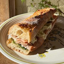 Field Day’s mortadella baguette.
