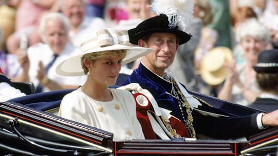 The then Prince And Princess Of Wales taking part In The Garter Ceremony at Windsor Castle, June 1992.