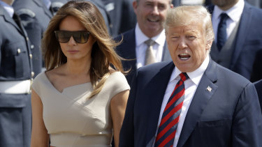 US President Donald Trump and First Lady Melania Trump arriving at Stansted airport ... in London.