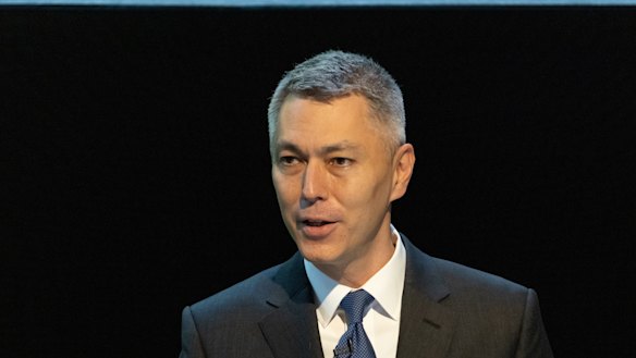 BHP chief executive Mike Henry addresses the company’s AGM in London.