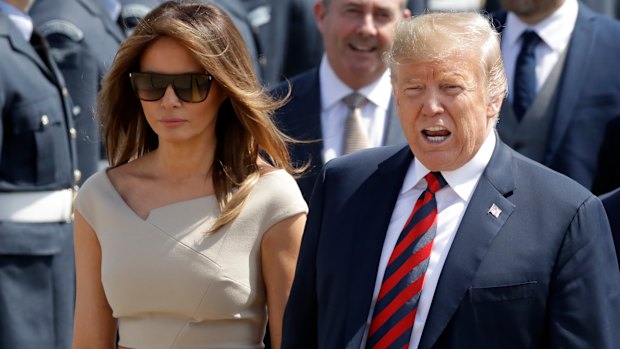 US President Donald Trump and First Lady Melania Trump arriving at Stansted airport ... in London.