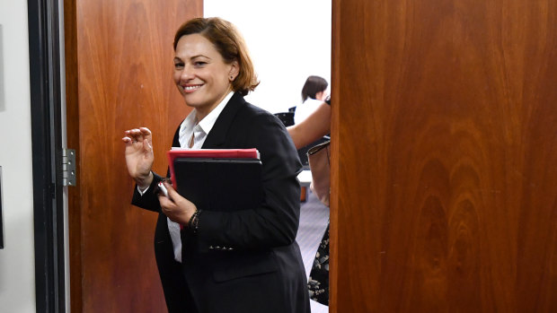 Jackie Trad remained silent after a Labor caucus meeting where the Premier had encouraged her team to air grievances. 