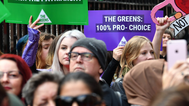 Pro-choice supporters rallied outside NSW Parliament on Wednesday.